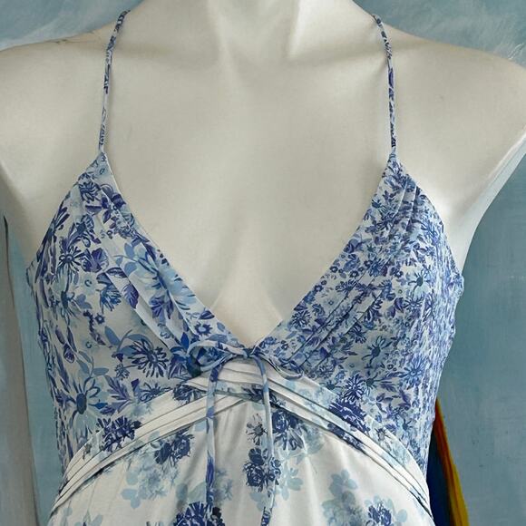 For Love & Lemons Maxi Dress Rosalyn White Blue Floral lace NWOT Size Small - Picture 3 of 9